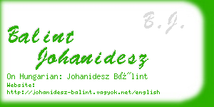 balint johanidesz business card